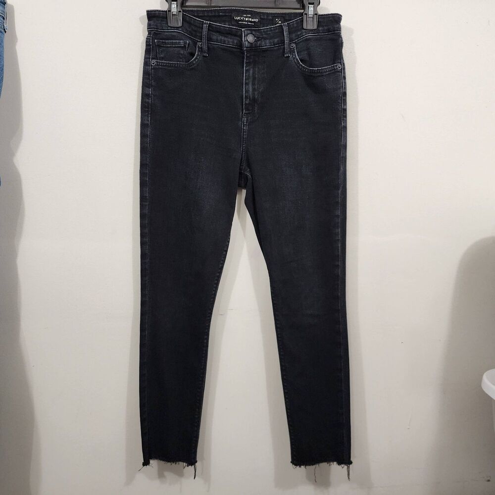 Lucky Brand Jeans Bridgette Ankle Skinny Black Fray Hem Womens Size 8/29
